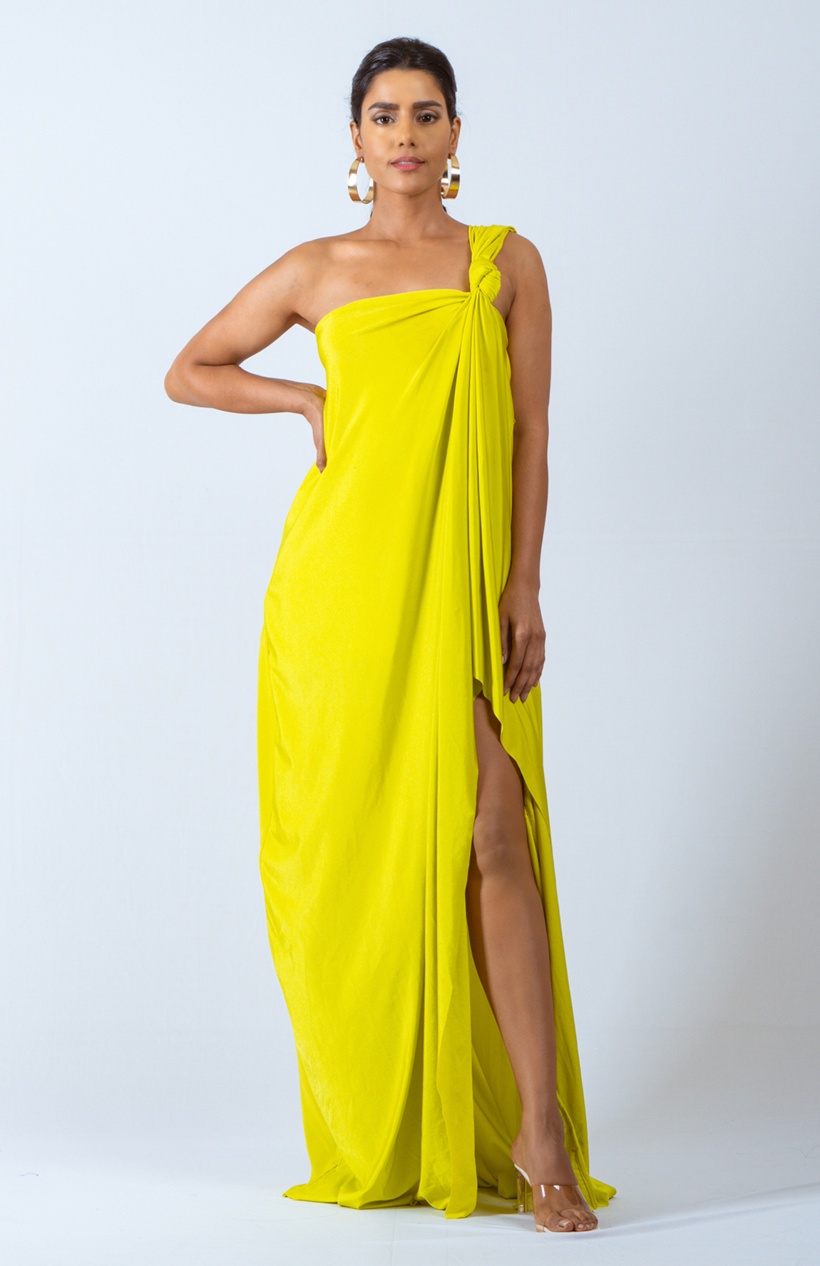 One-Shoulder-Slit-Maxi-Dress—Neon-Green-1