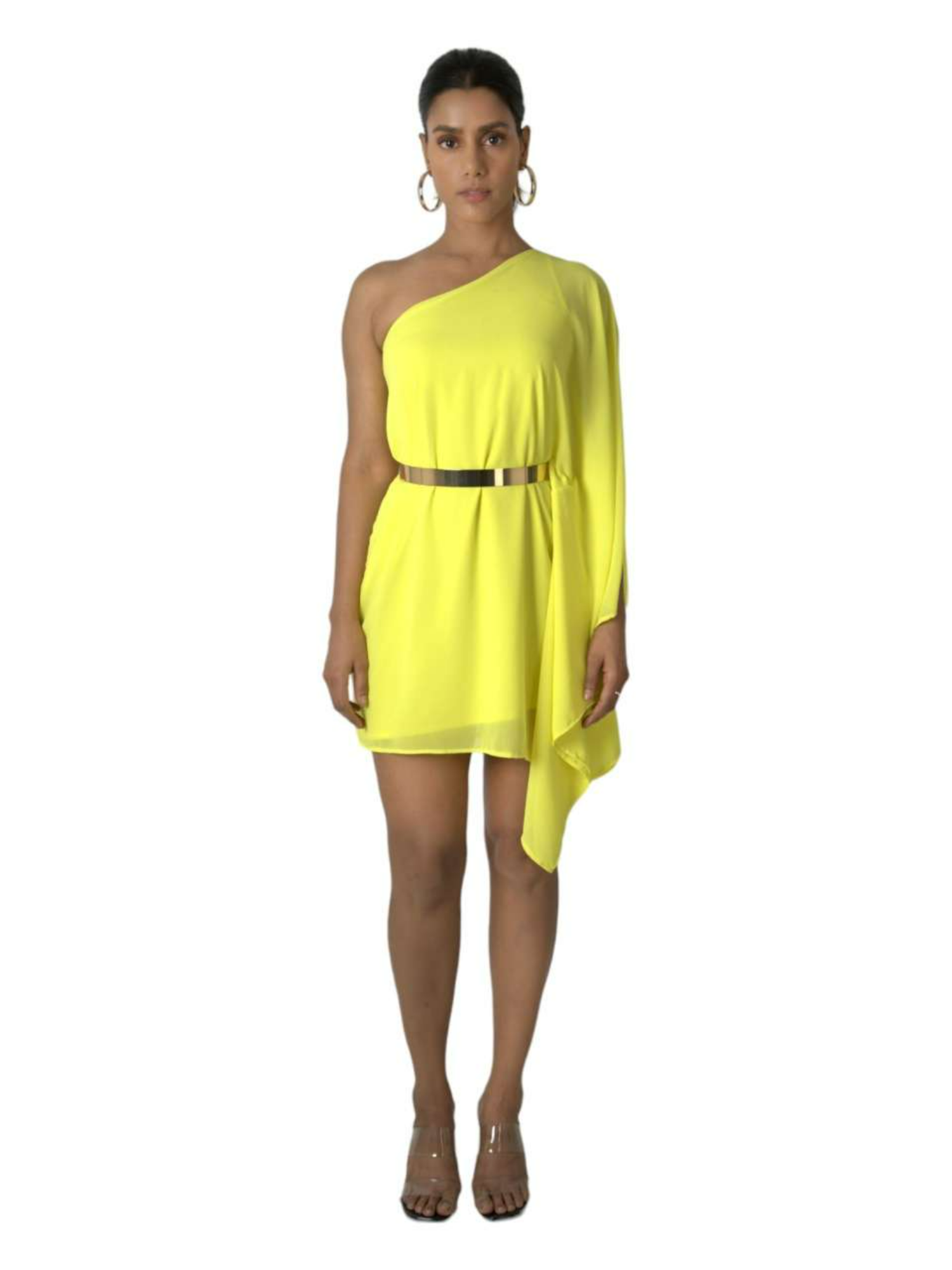 One Shoulder Dress Kaftan Neon 1